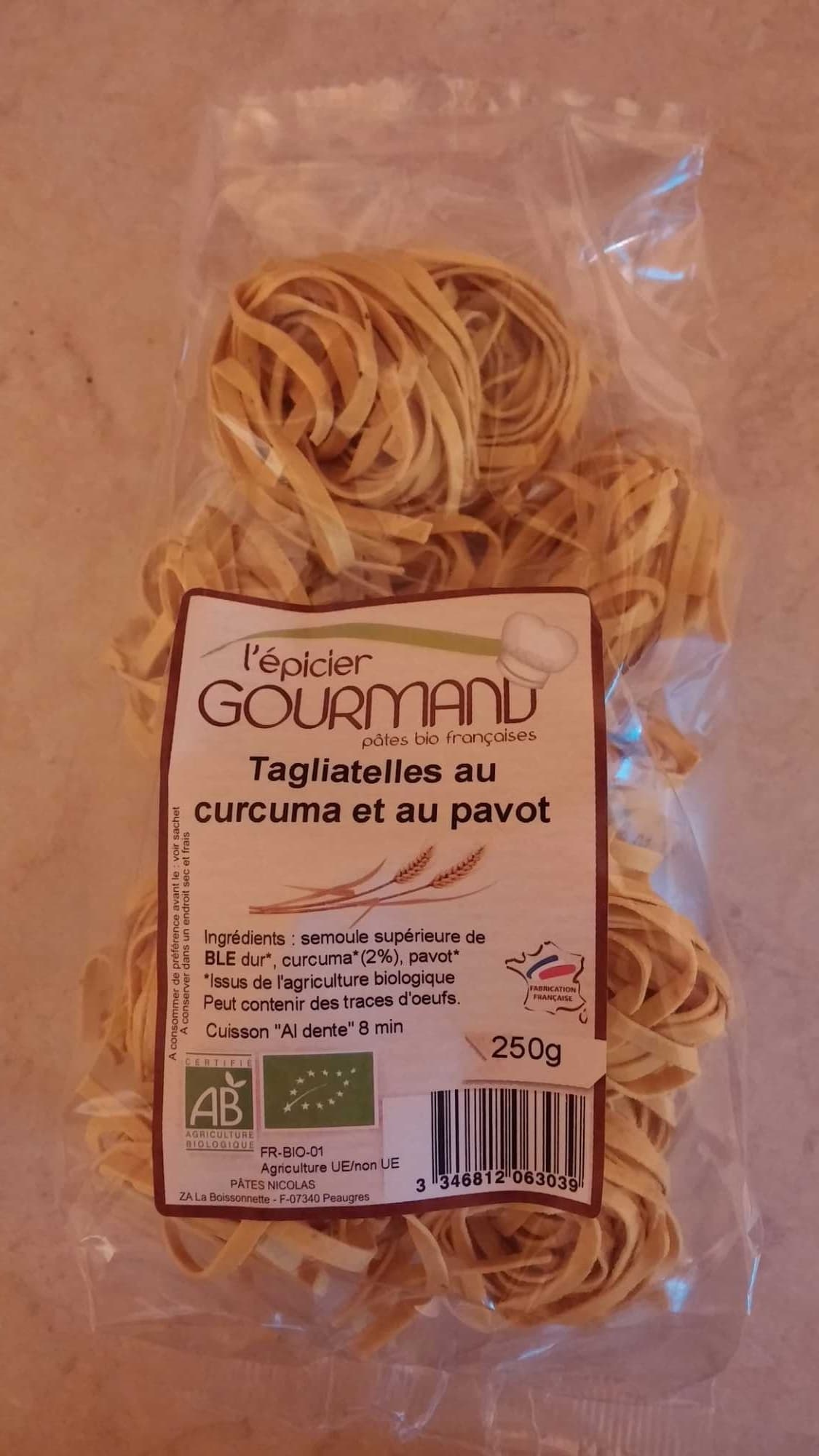 L epicier gourmand Tagliatelles au curcuma et au pavot packshot