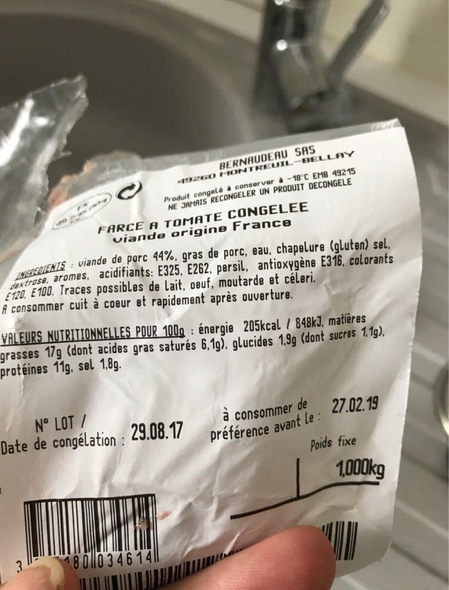 Open Food Facts Farce a tomate packshot