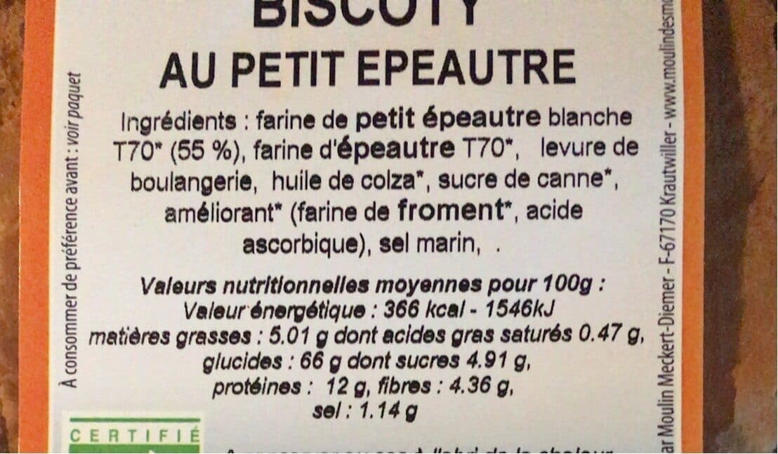 Moulin des moines Biscoty au petit épeautre packshot