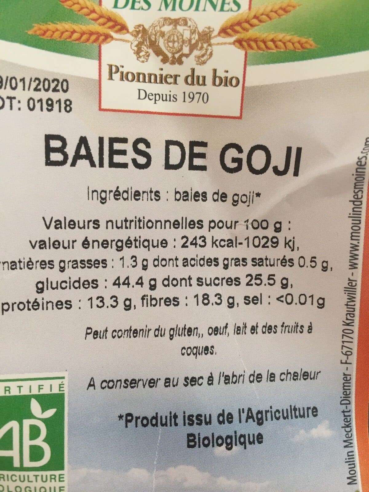 Moulin des moines Baies de goji packshot