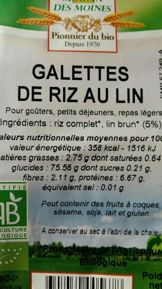 Moulin des moines Galettes de Riz au Lin packshot