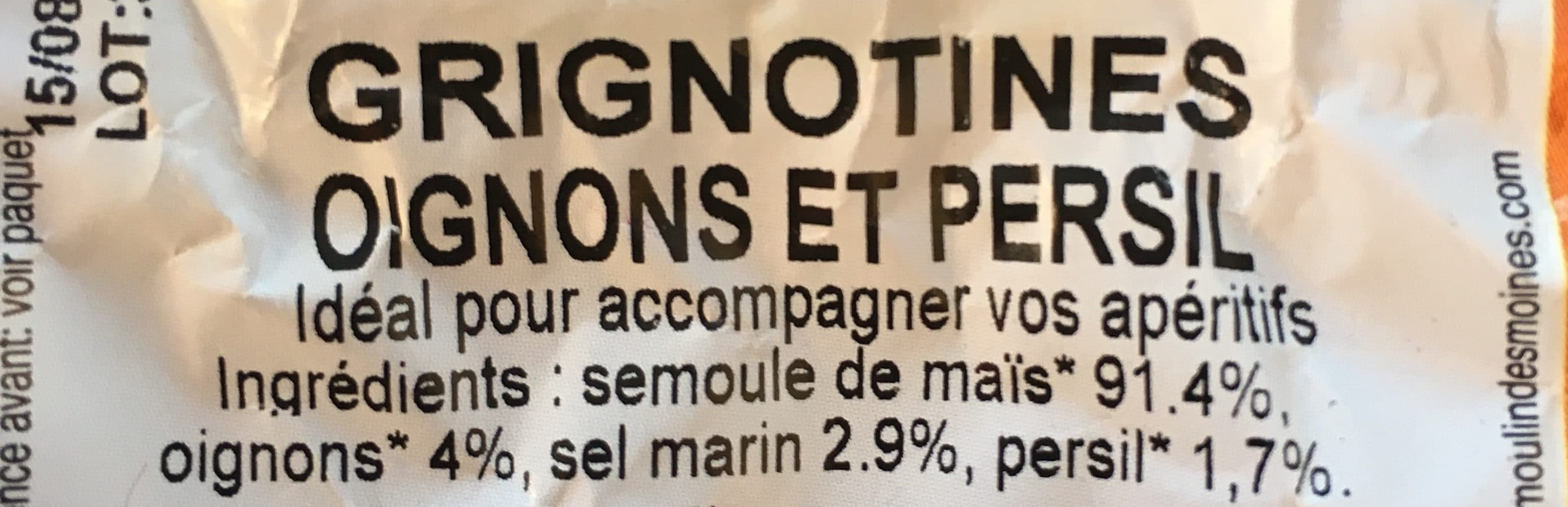Moulin des moines Grignotines Oignons et persil packshot
