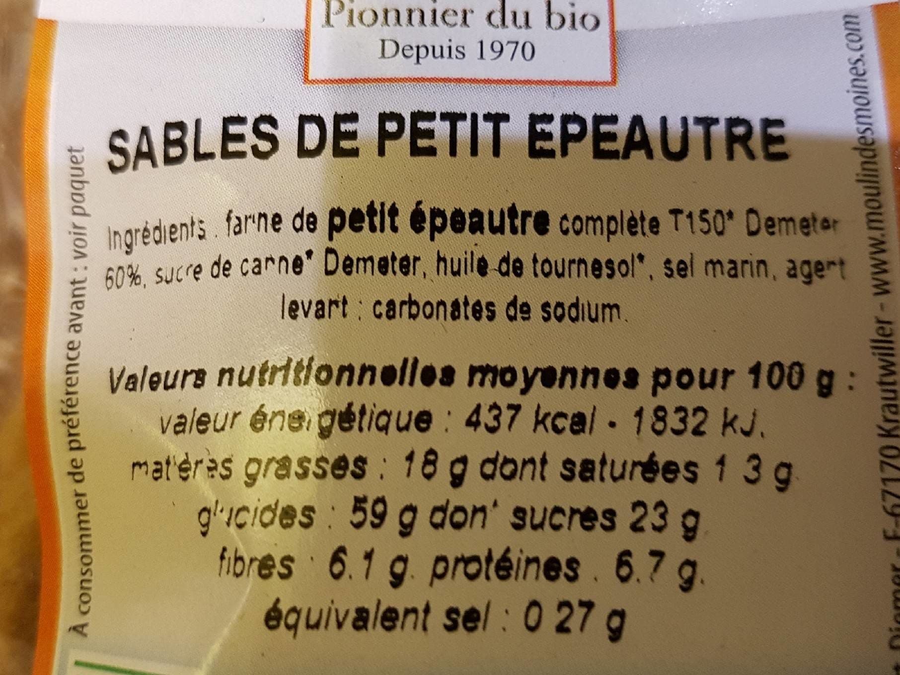 Moulin des Moines Sables de Petit Epeautre packshot