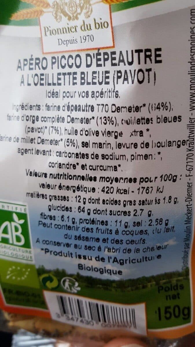 Moulin des moines Apéro bio à l'oeillette bleu packshot
