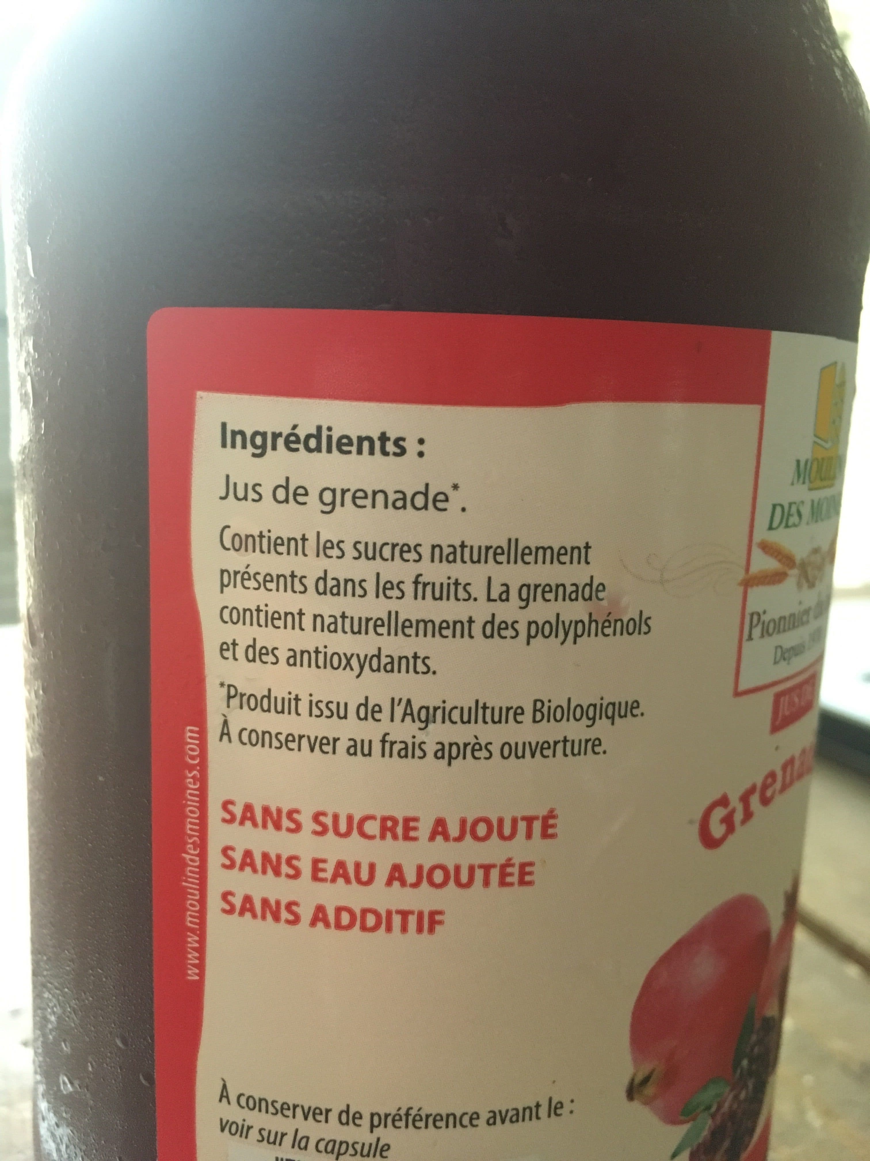 Moulin des moines Jus de grenade packshot