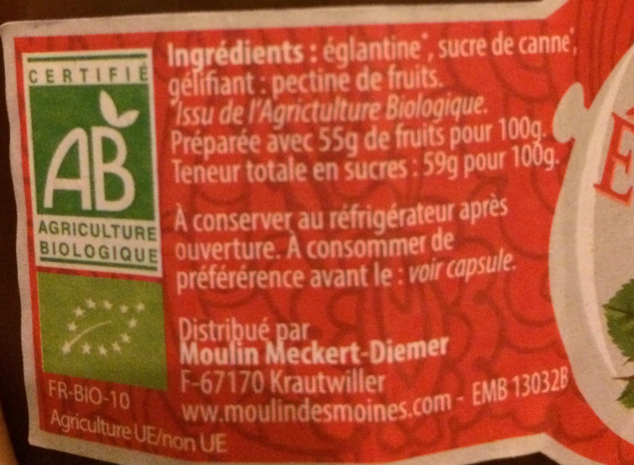 Moulin des Moines Confiture extra bio églantine packshot