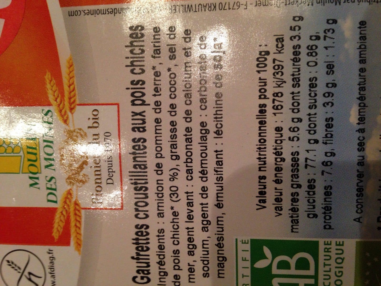 Moulin des moines Gaufrette Pois Chiches SG packshot