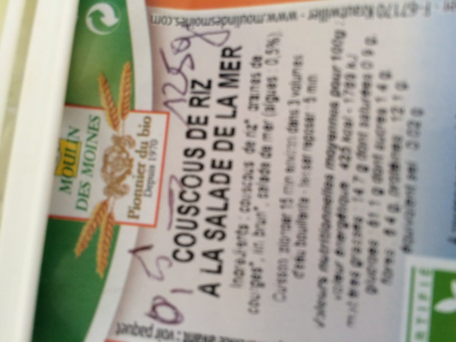 Moulin des moines Couscous de riz à la salade de la mer packshot