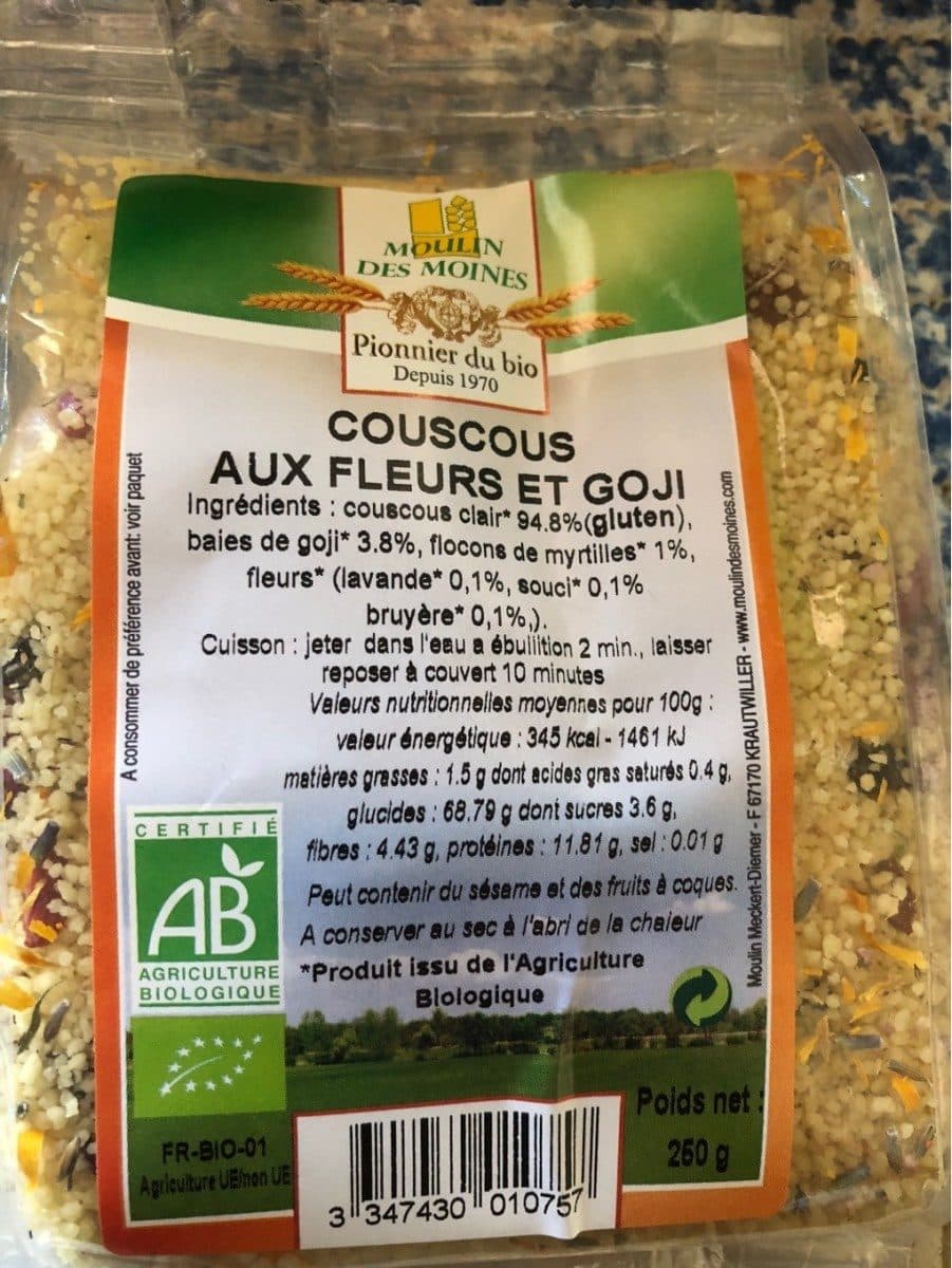 Moulin des moines Couscous fleurs et goji packshot