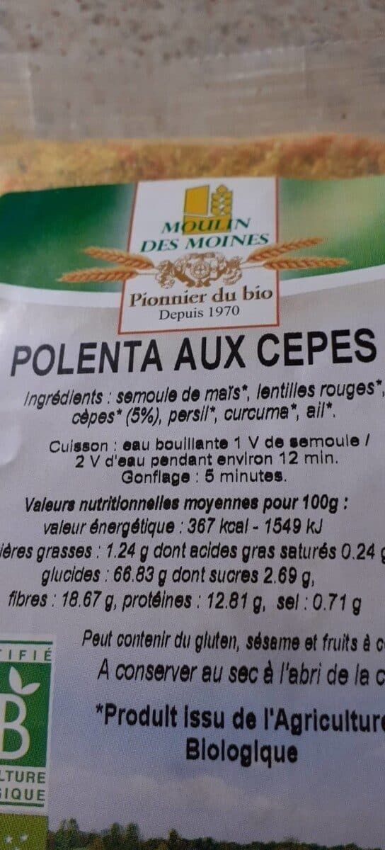 Moulin des Moines Polenta aux cepes packshot