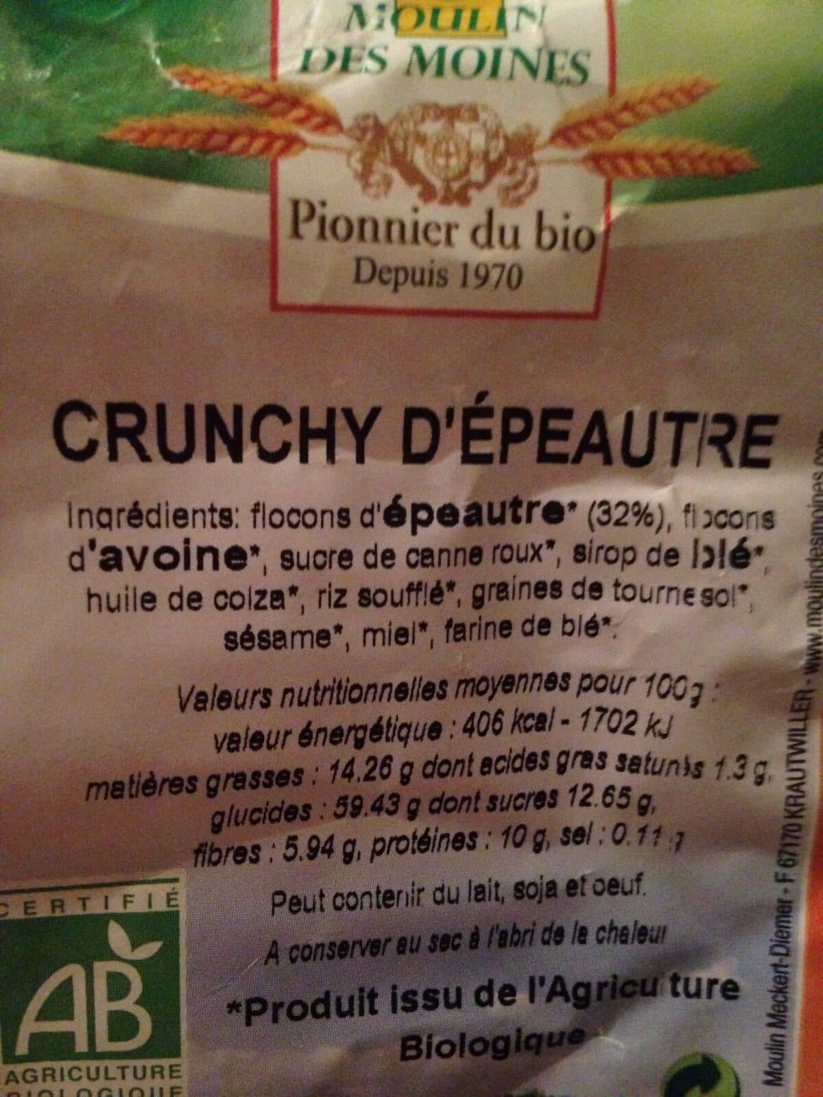 Moulin des moines Crunchy d'epeautre packshot