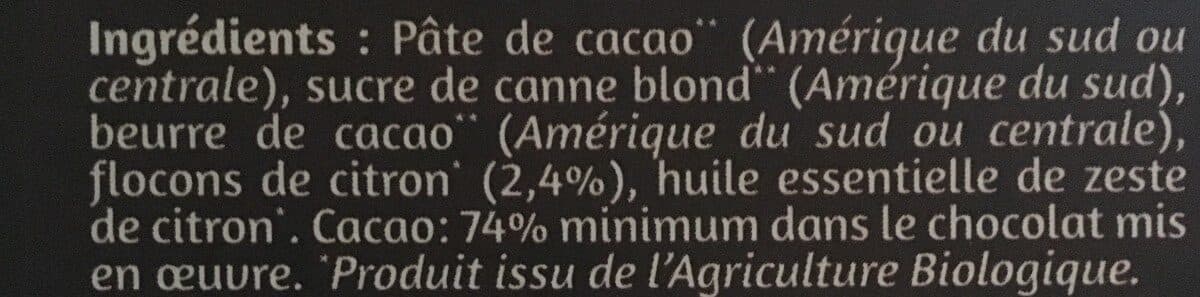 Moulin des moines Chocolat noir bio au citron packshot