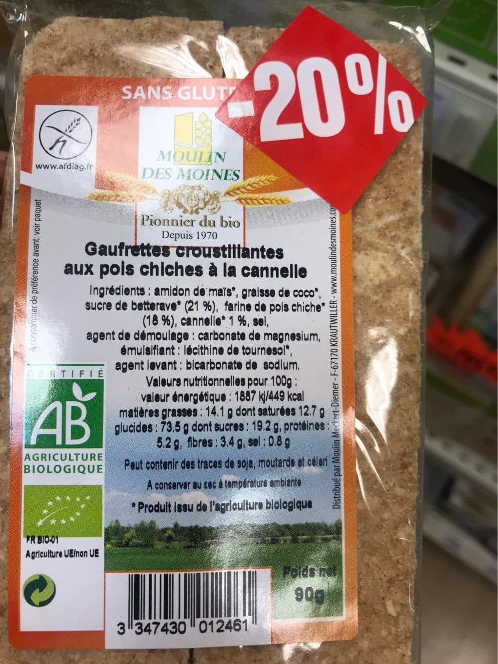 Moulin des moines Gaufrette Pois Chiches Cannelle packshot