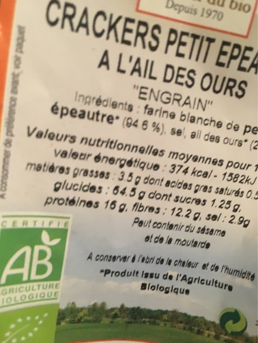 Moulin des moines Crackers Petit Épeautre à l'Ail des Ours packshot