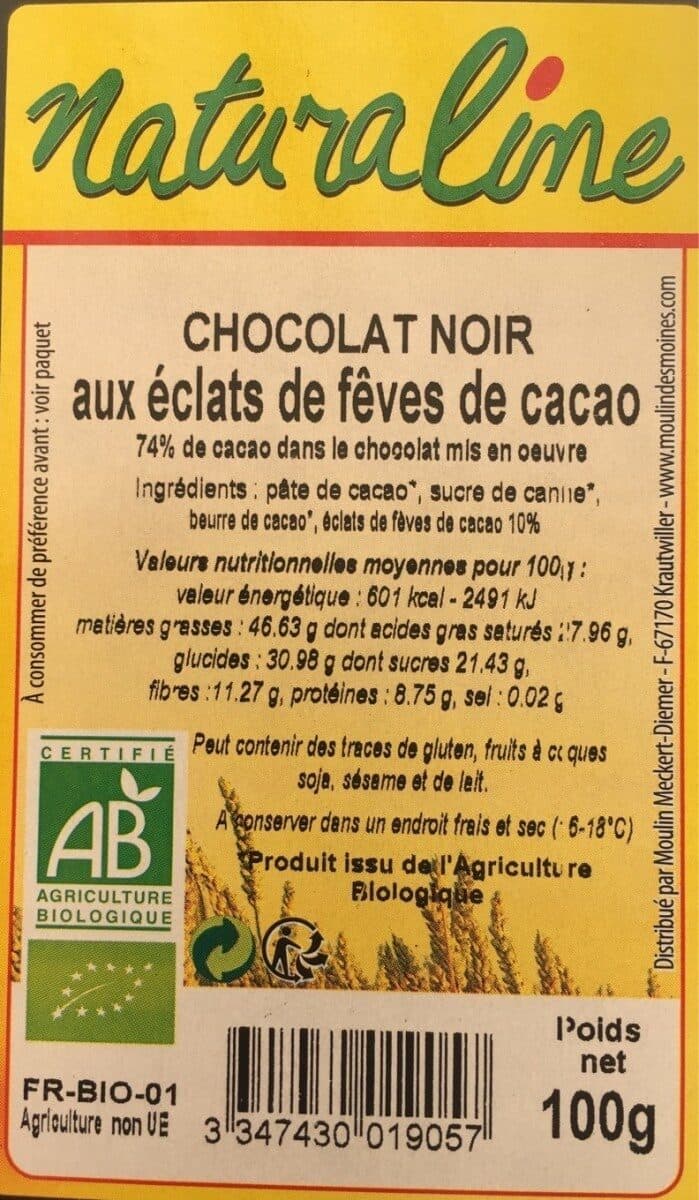 Naturaline Chocolat noir 74 % packshot