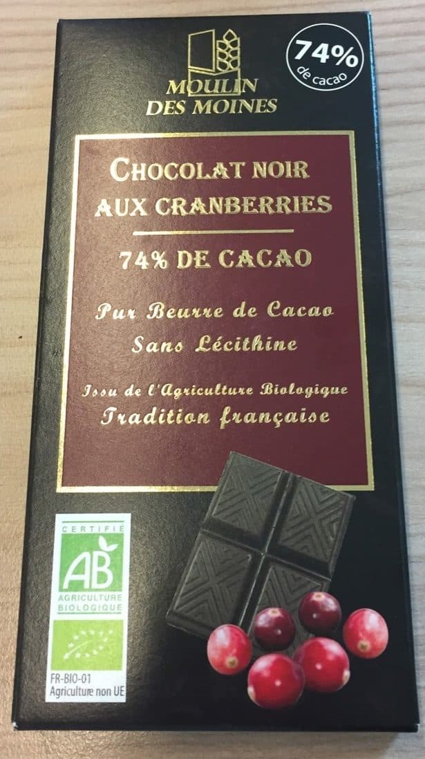 Moulin des moines Chocolat noir aux Cranberries packshot