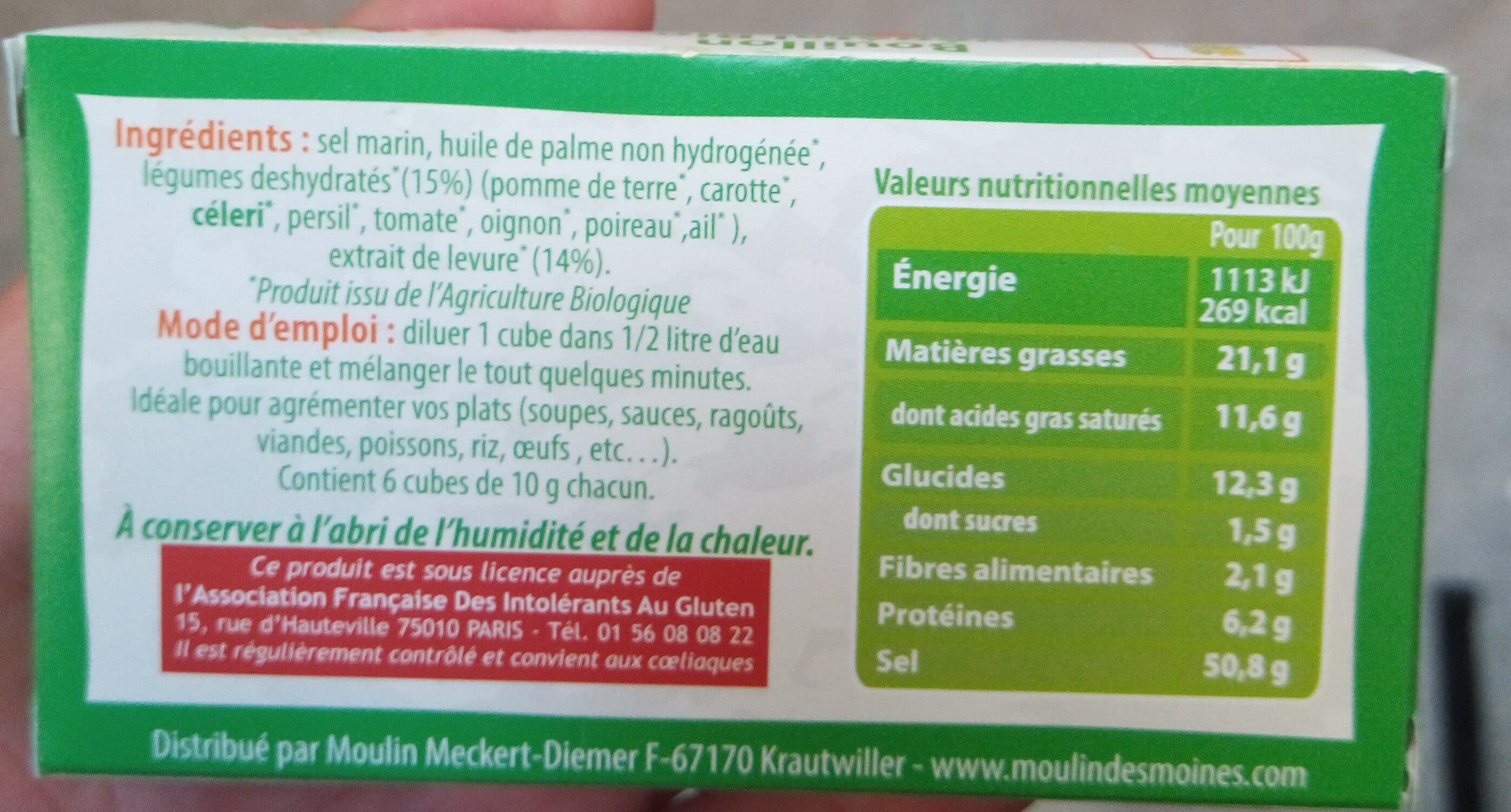 Moulin Des Moines Bouillon Vegetal Cubex6 packshot