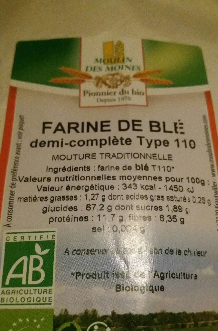 Moulin des Moines farine bio semi-complète t110 packshot