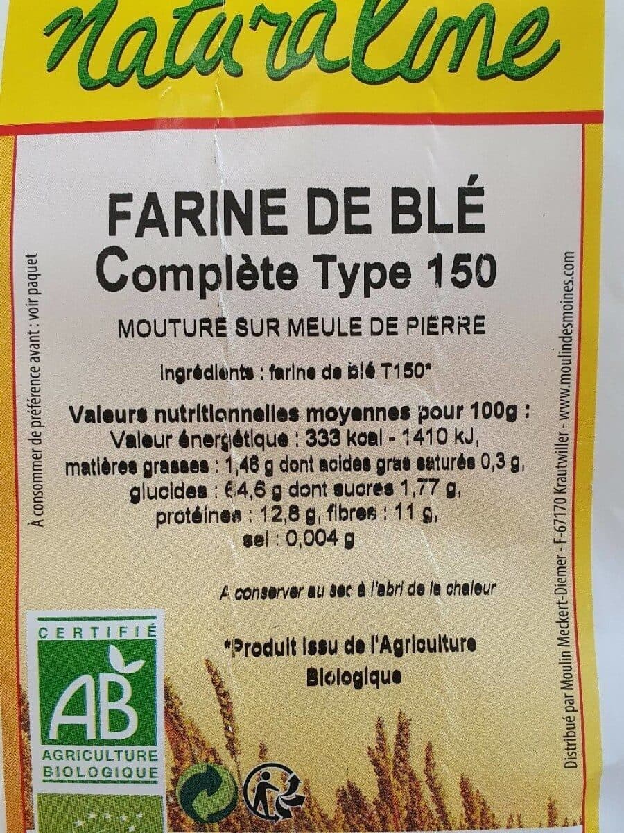 Naturaline Farine de blé complète type 150 packshot