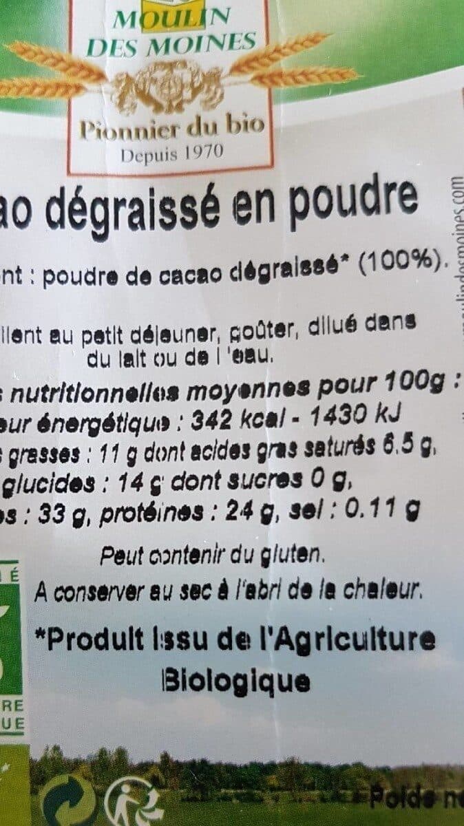 Moulin des moines Cacao dégraissé en poudre packshot