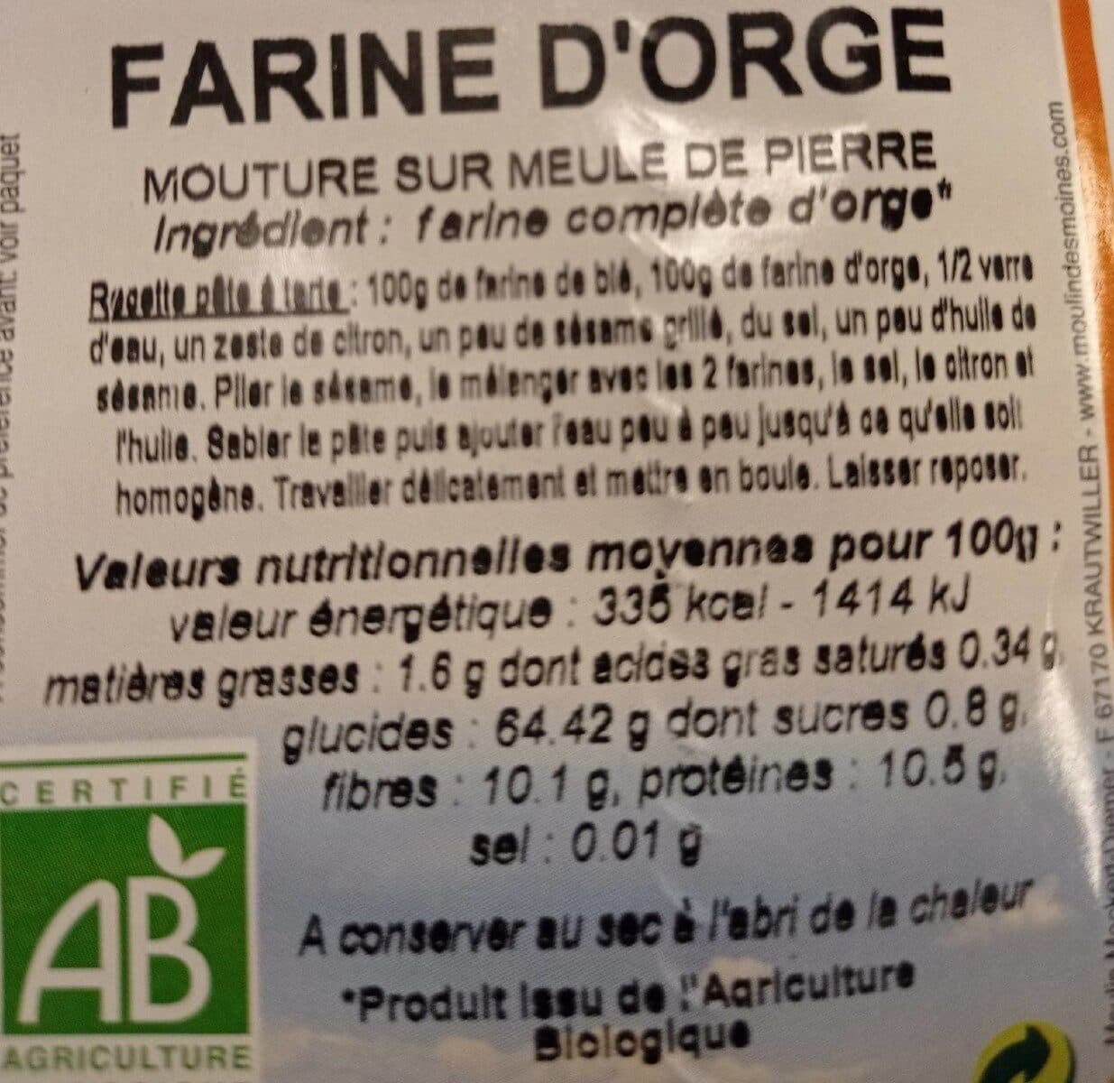 Moulin des Moines Farine d'Orge packshot