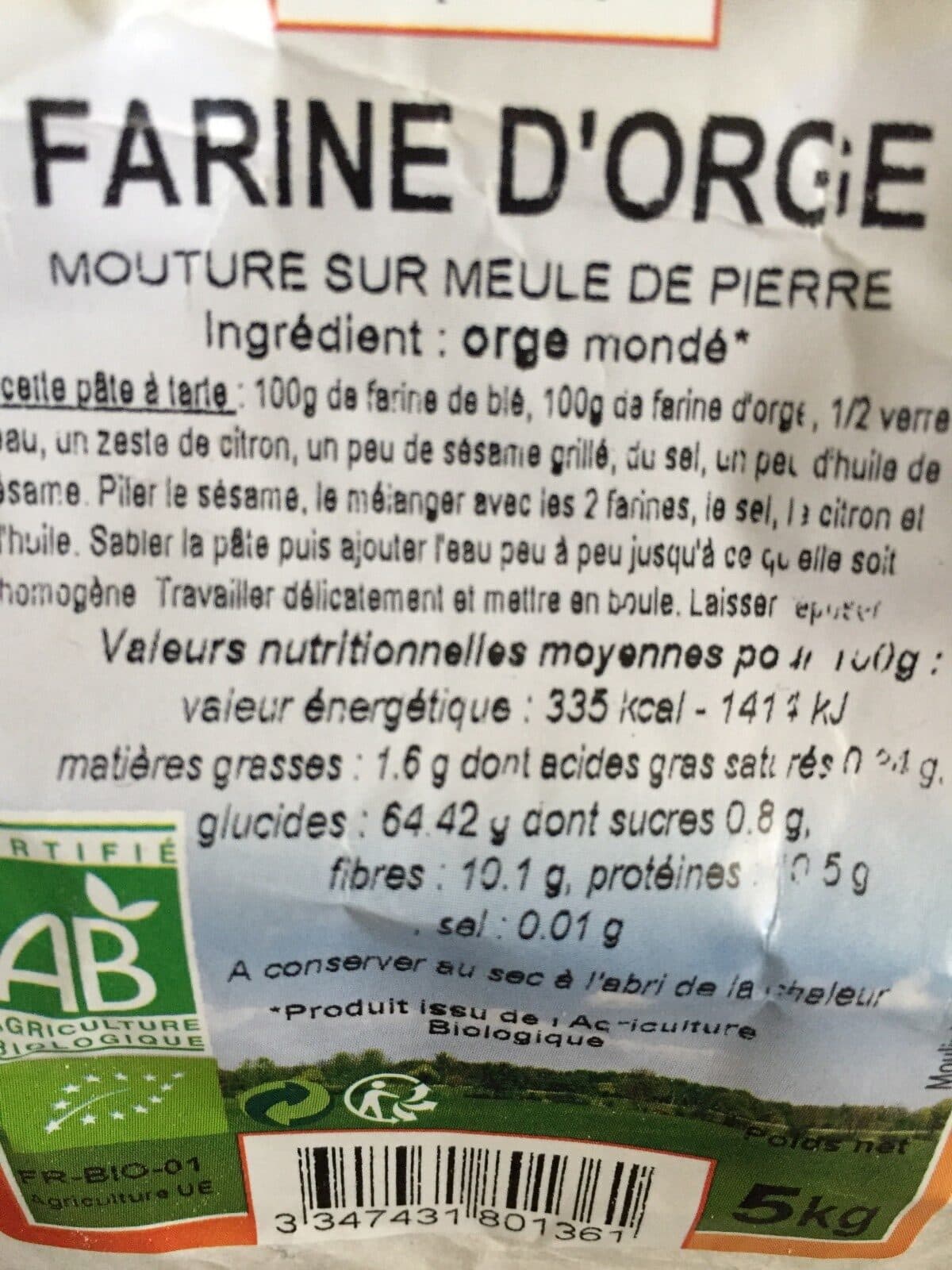 Moulin des moines Farine d'orge packshot