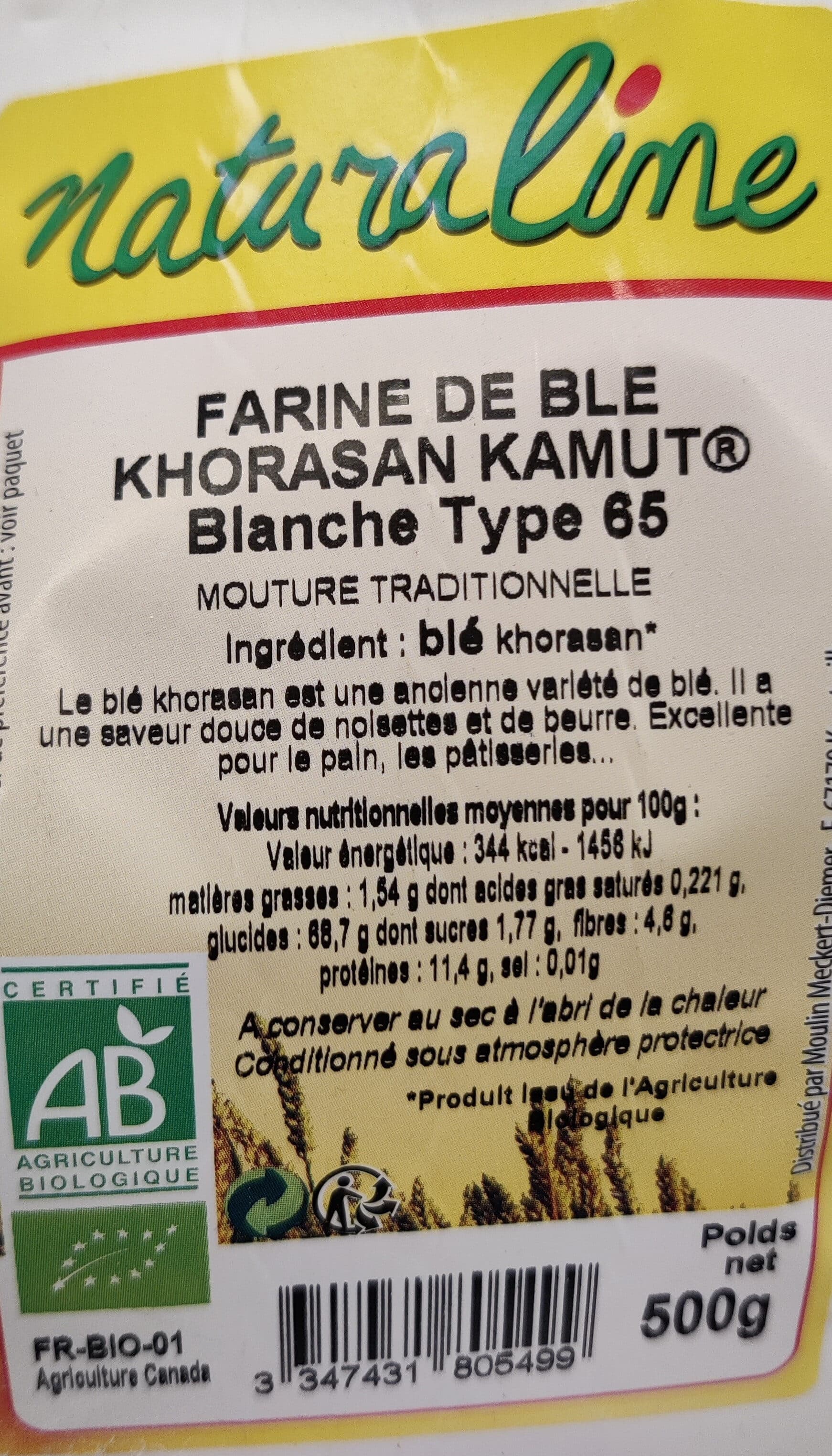 Moulin des moines Farine de blé Khorasan Kamut Blanche Type 70 packshot