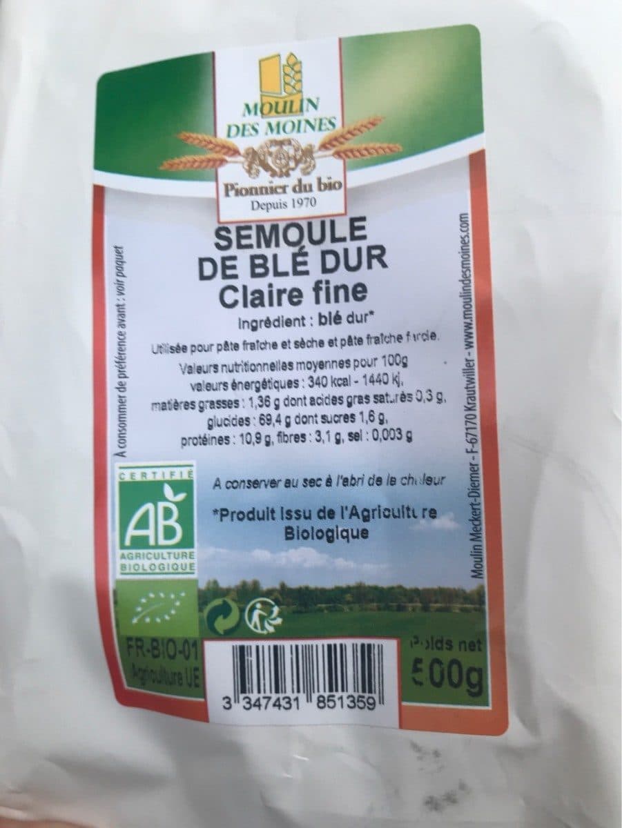 Moulin des moines Semoule de blé dur fine packshot