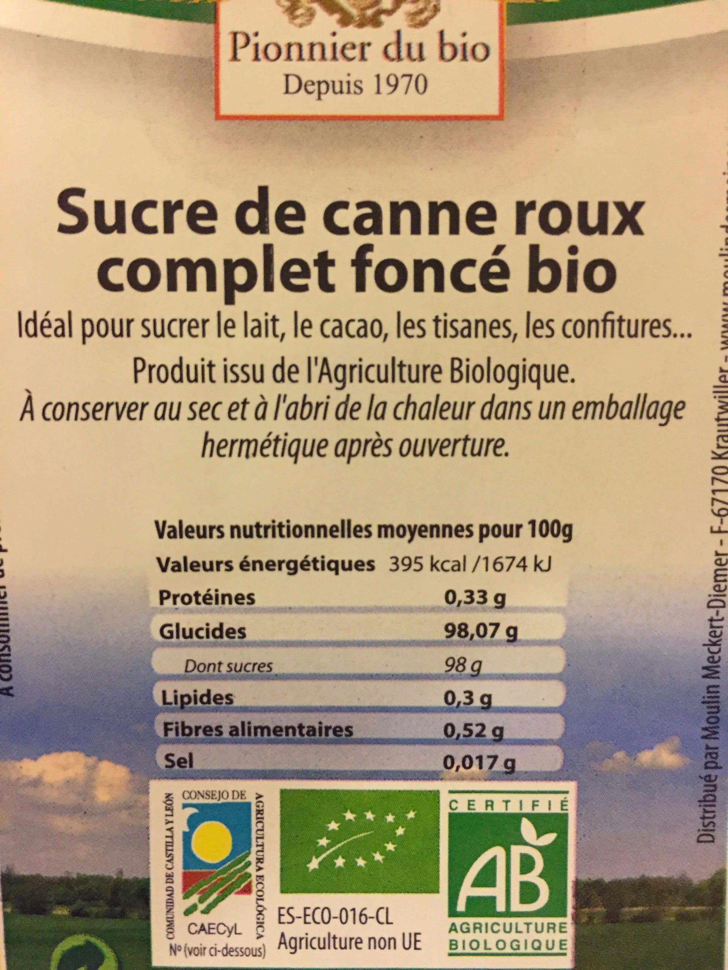 Moulin Des Moines Sucre de canne roux complet foncé bio packshot