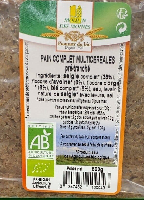 Moulin des moines Pain complet multicéréales packshot