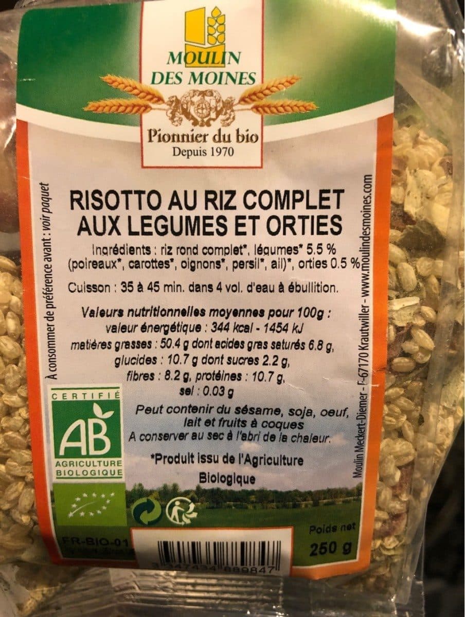 La vie claire Risotto au riz compler aux légumes et orties packshot