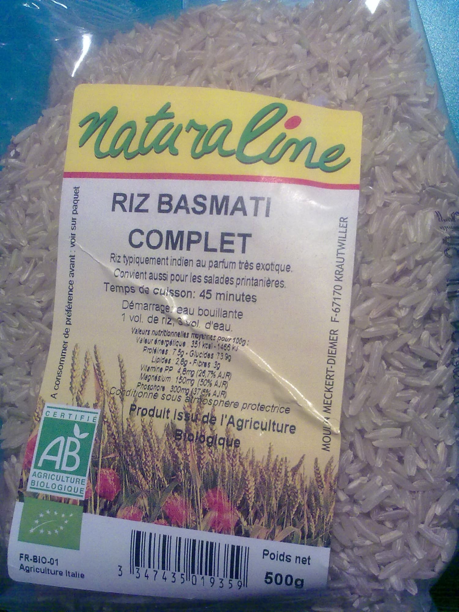 Naturaline Riz basmati complet packshot
