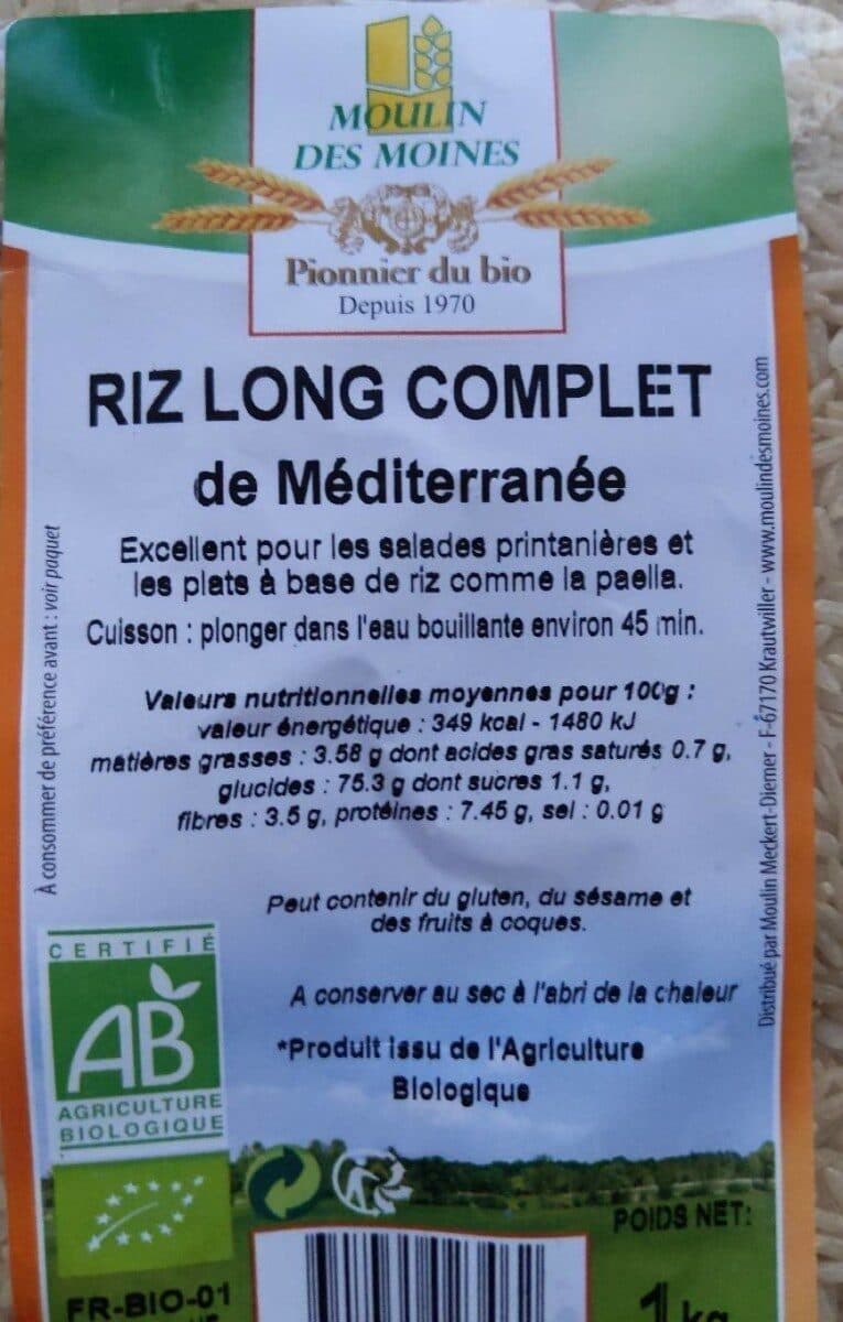Moulin des moines Riz long complet de mediterranee packshot