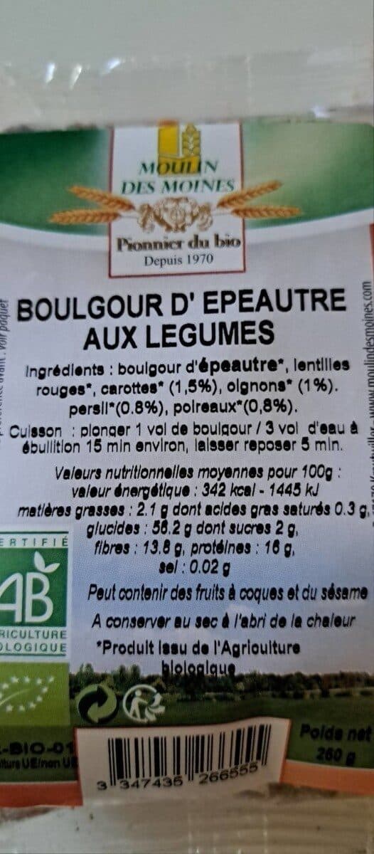 Moulin des moines Boulgour d'épeautre aux légumes packshot