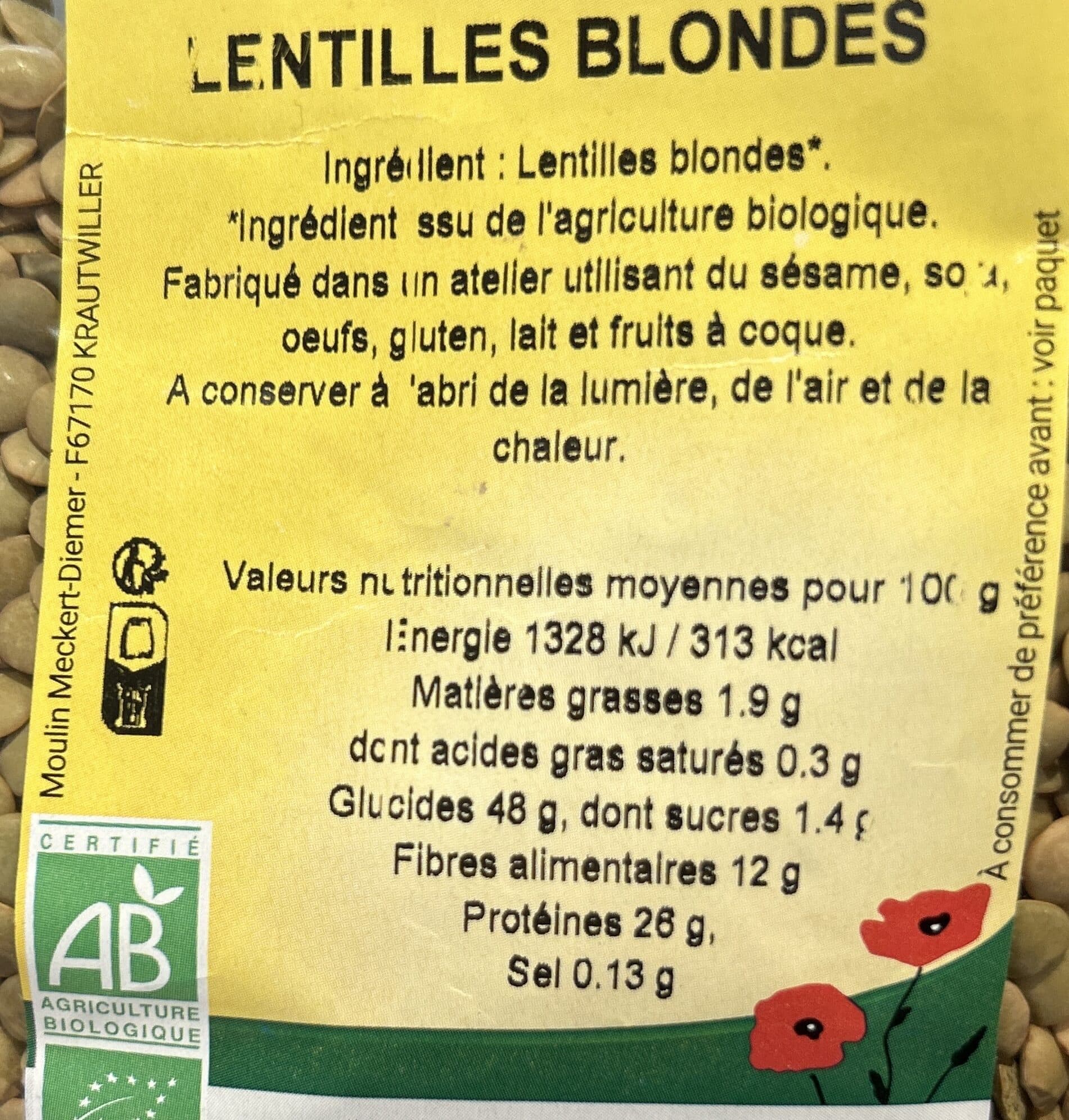 moulin des moines lentilles blondes packshot