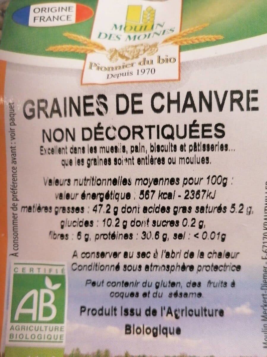 Moulin des moines Graines De Chanvre non décortiquées packshot