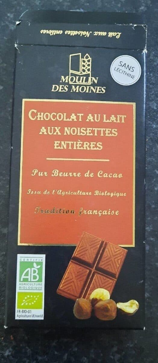 Moulin des moines Chocolat au lait aux noisettes entières packshot