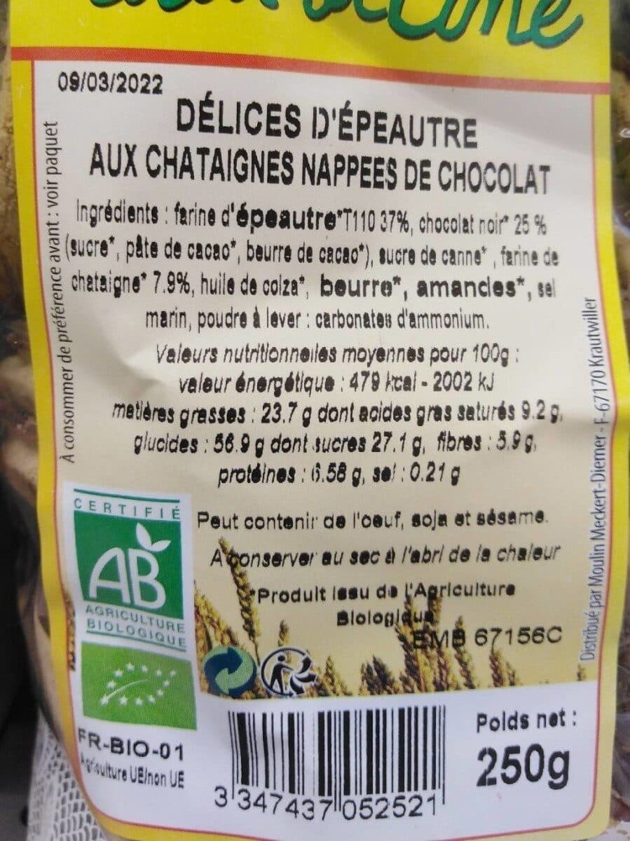 Moulin des moines Délices d'épeautre aux châtaignes nappées choc. packshot