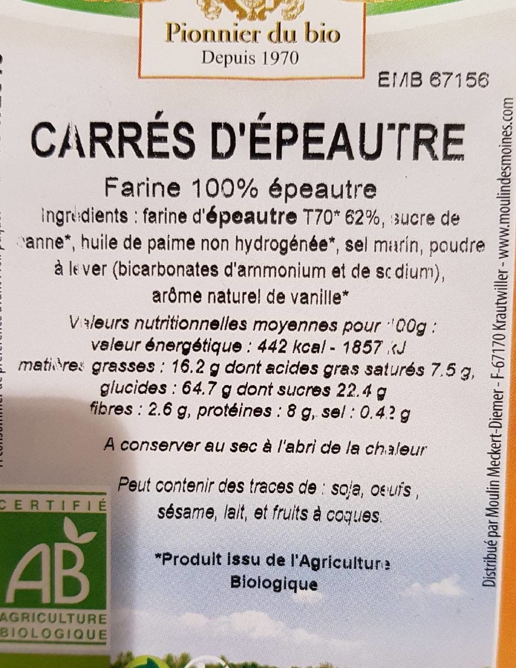 Moulin des moines Carre Epeautre packshot