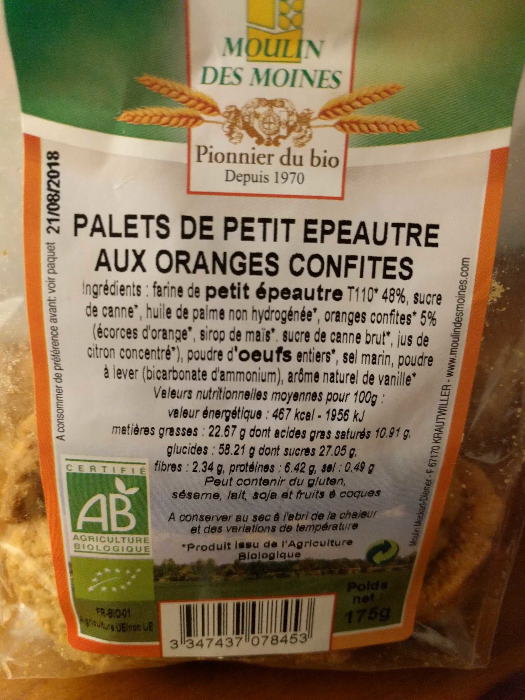 Moulin des Moines Palets de petit épautre aux oranges confites packshot