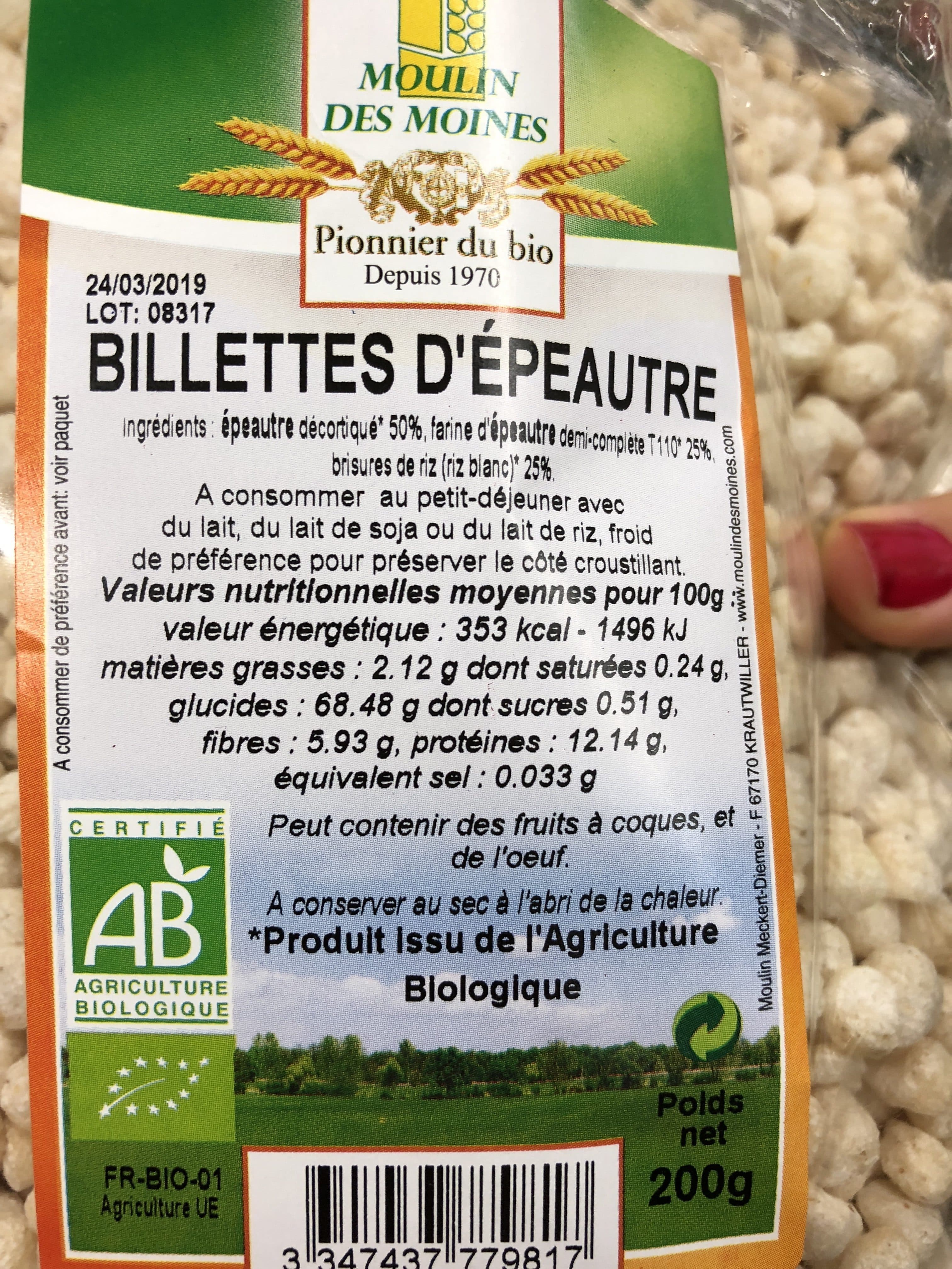 Moulin Des Moines Billettes d’épeautre packshot