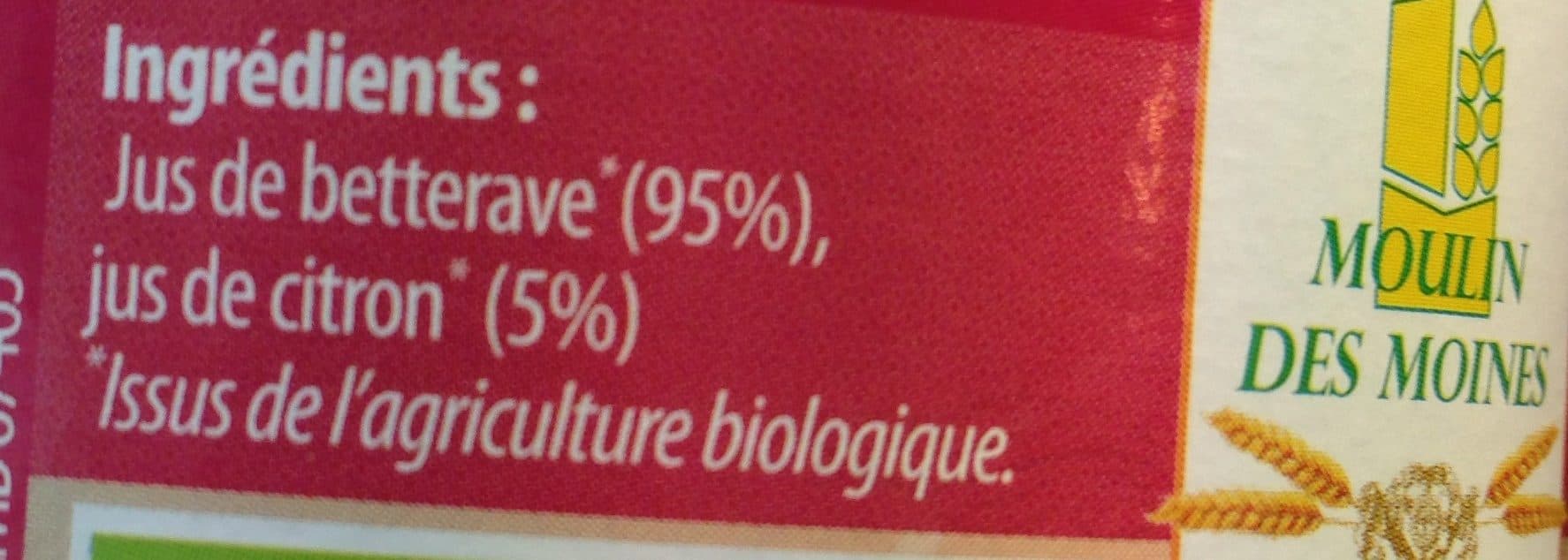 Moulin des moines Jus de betteraves rouges bio packshot