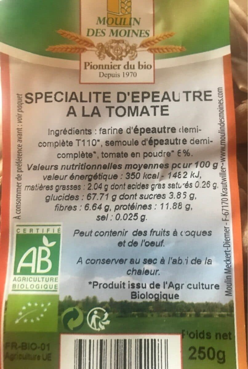 Moulin des moines Spécialité épeautre tomate dcp packshot