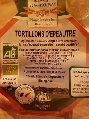 Moulin des moines Tortillons D'épeautre packshot