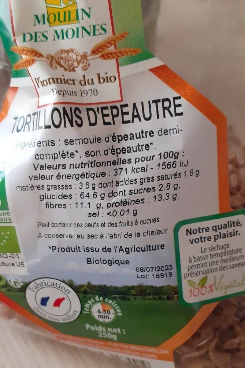 Moulin des moines Tortillons D'épeautre packshot
