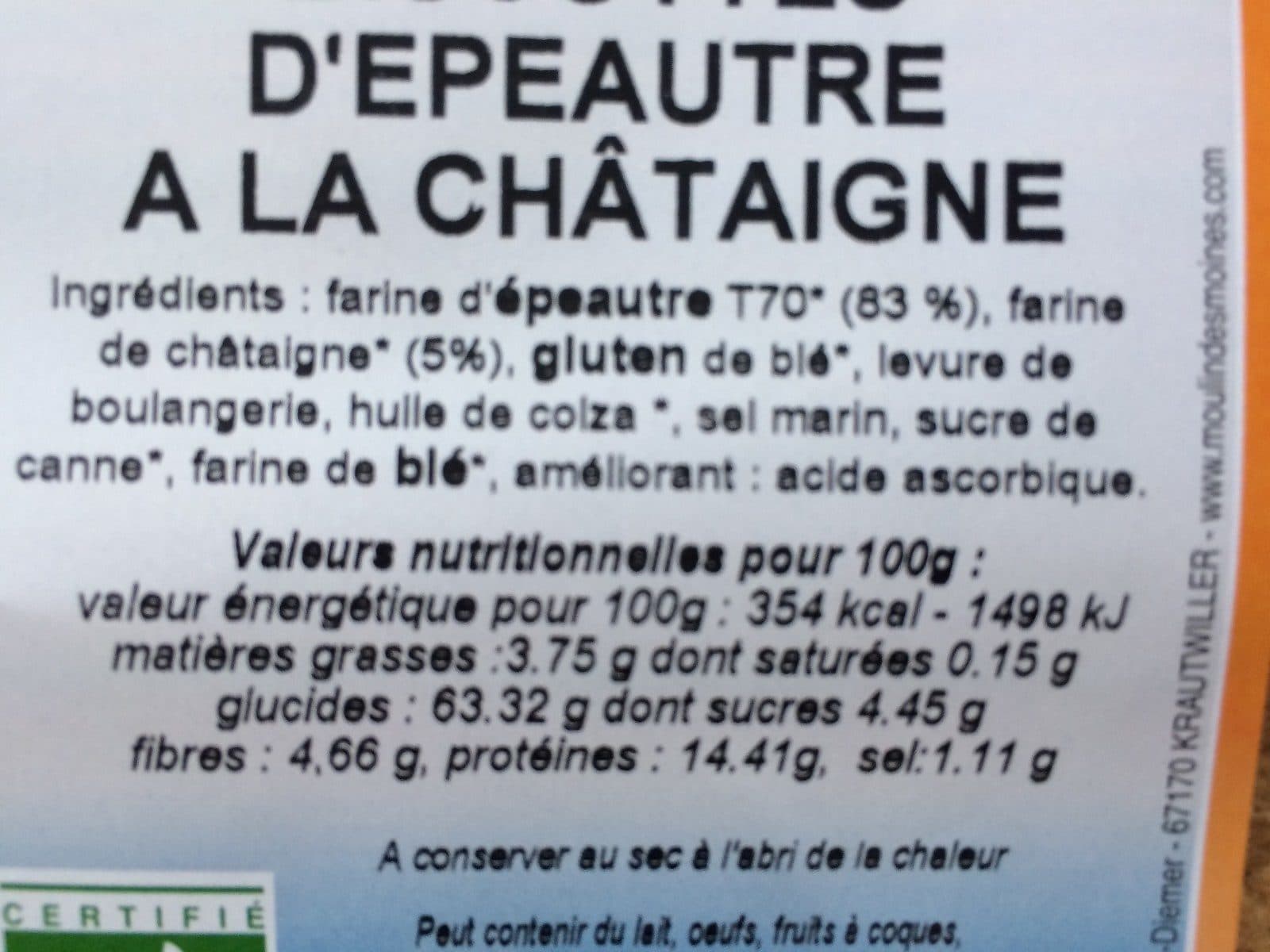 Moulin des moines Biscottes epeautre chataigne packshot