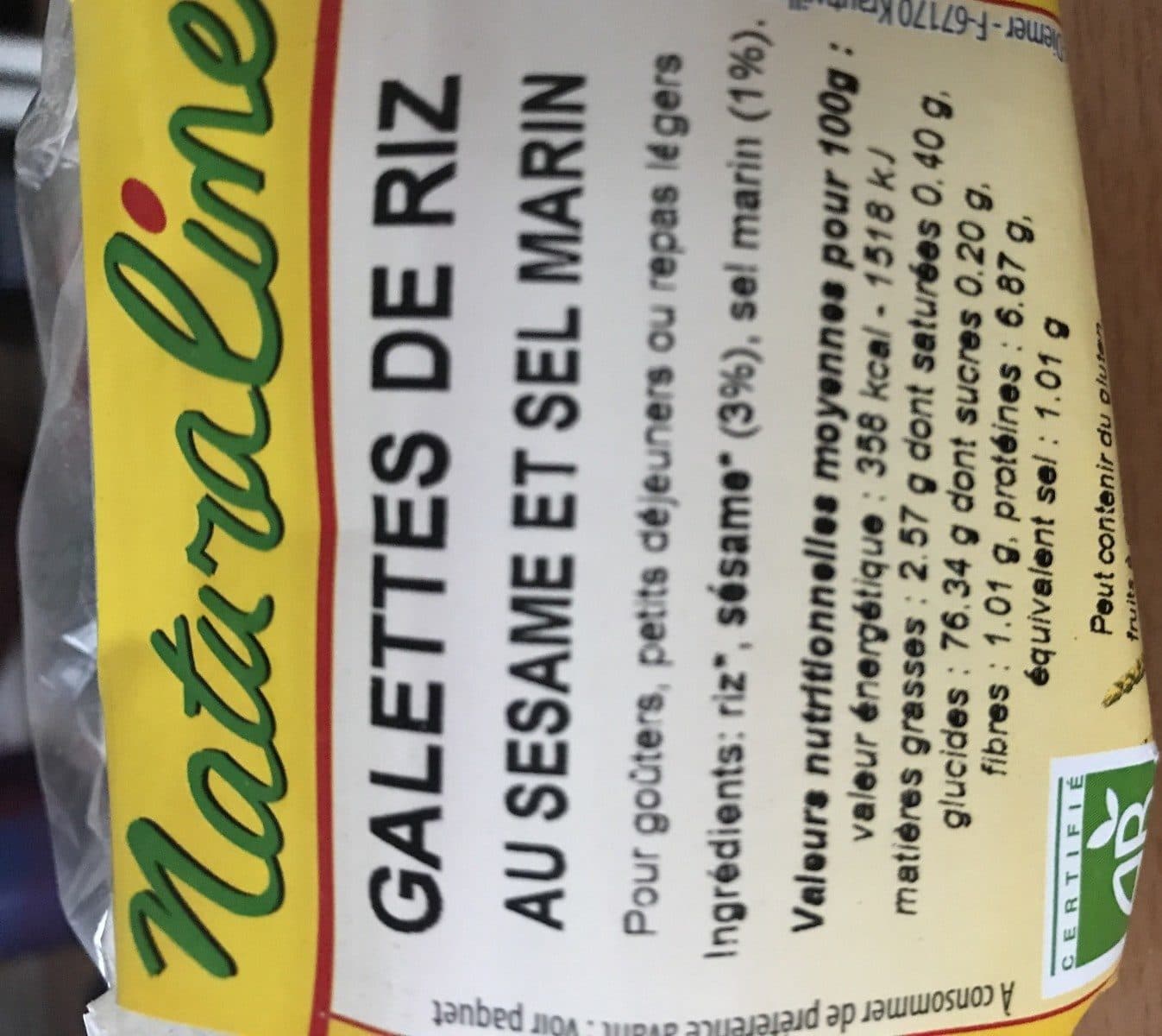 naturaline Galette de riz sésame et sel marin bio packshot