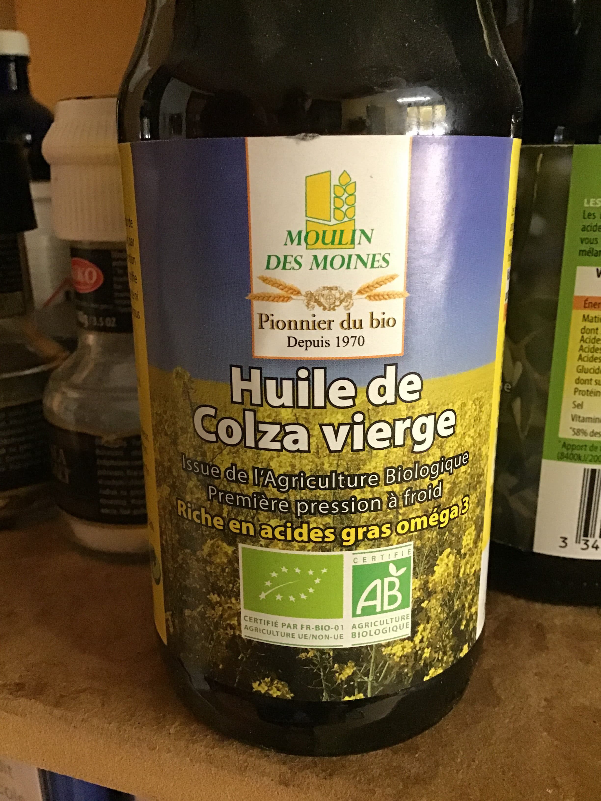 Moulin des moines Huile de colza vierge bio packshot