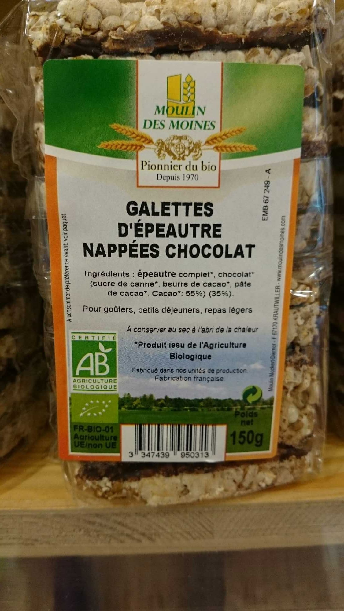 Moulin des Moines Galettes d'épeautre chocolat packshot