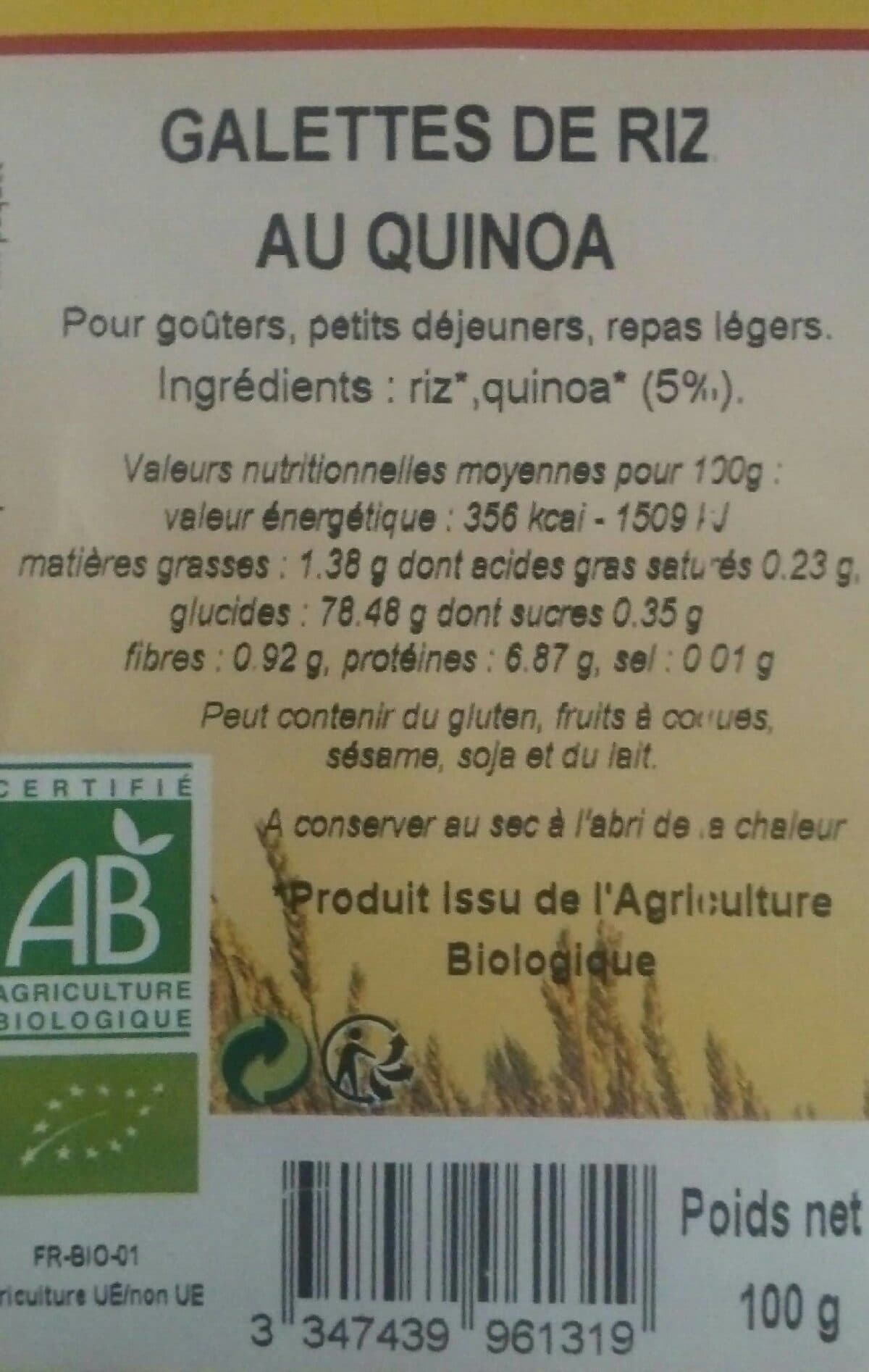 Moulin des moines Galettes de riz au quinoa packshot